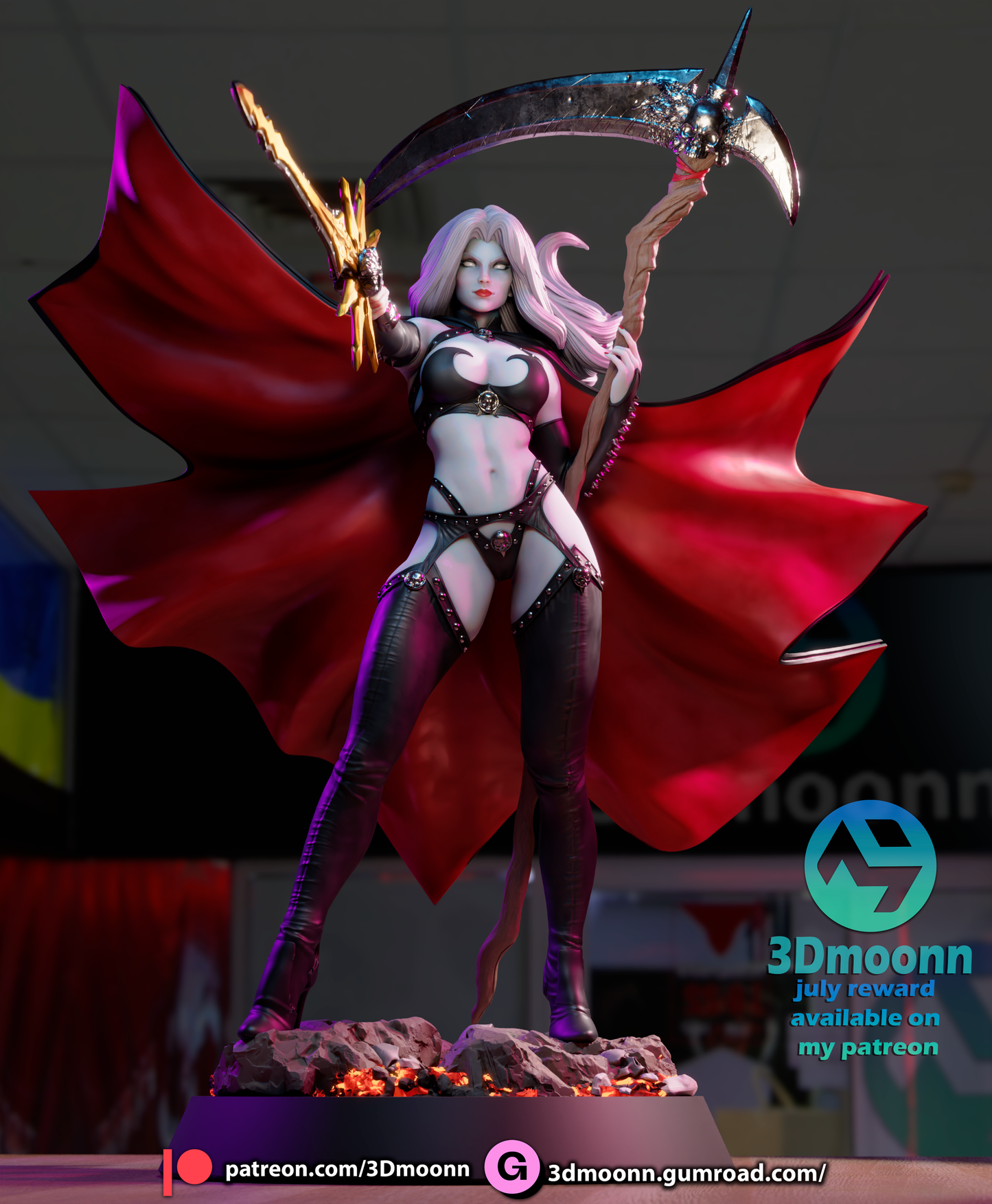 Lady Death 3D Printed Model - Unpainted and Unassembled