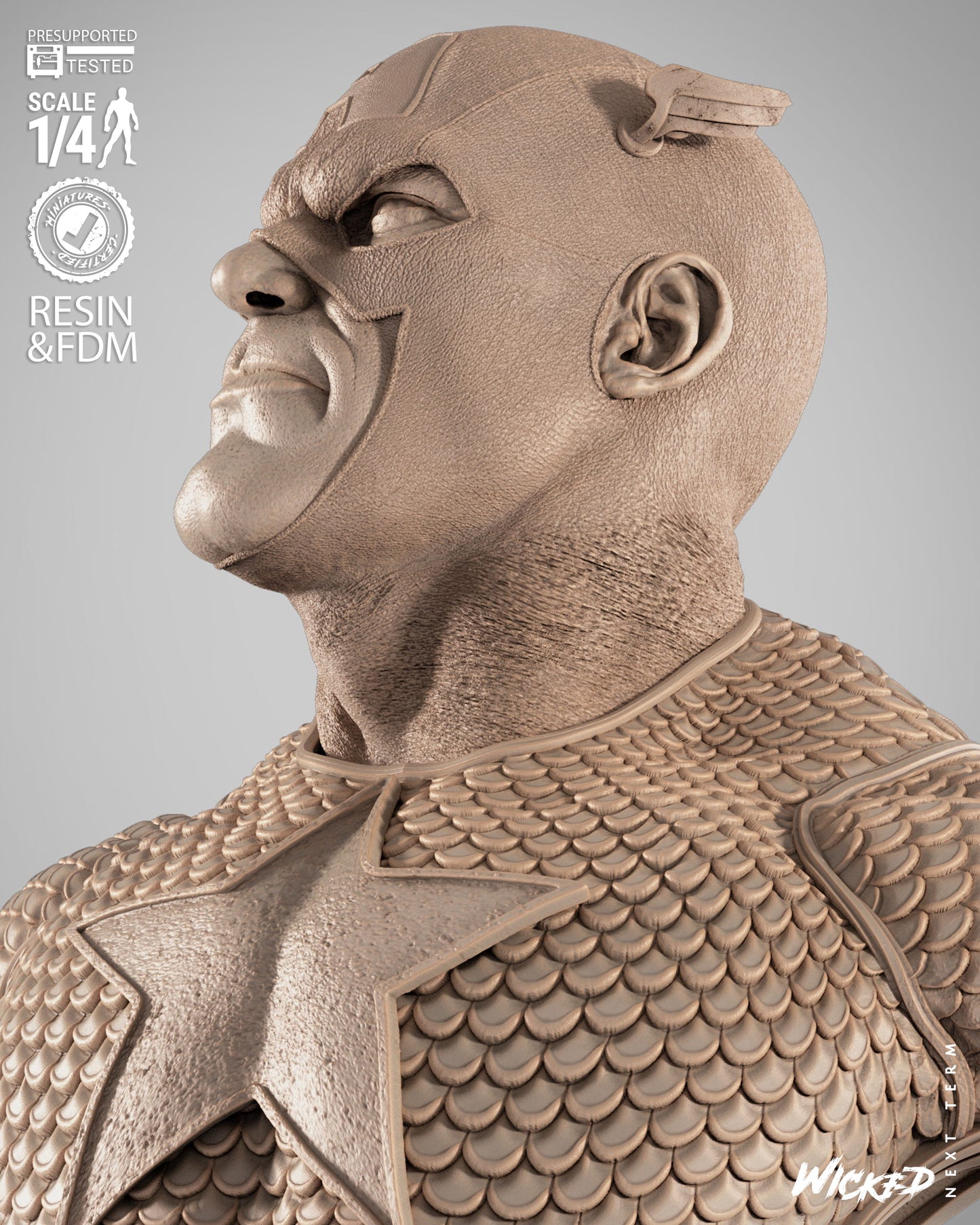 Captain America - Bust - 3d Printed Model Kit