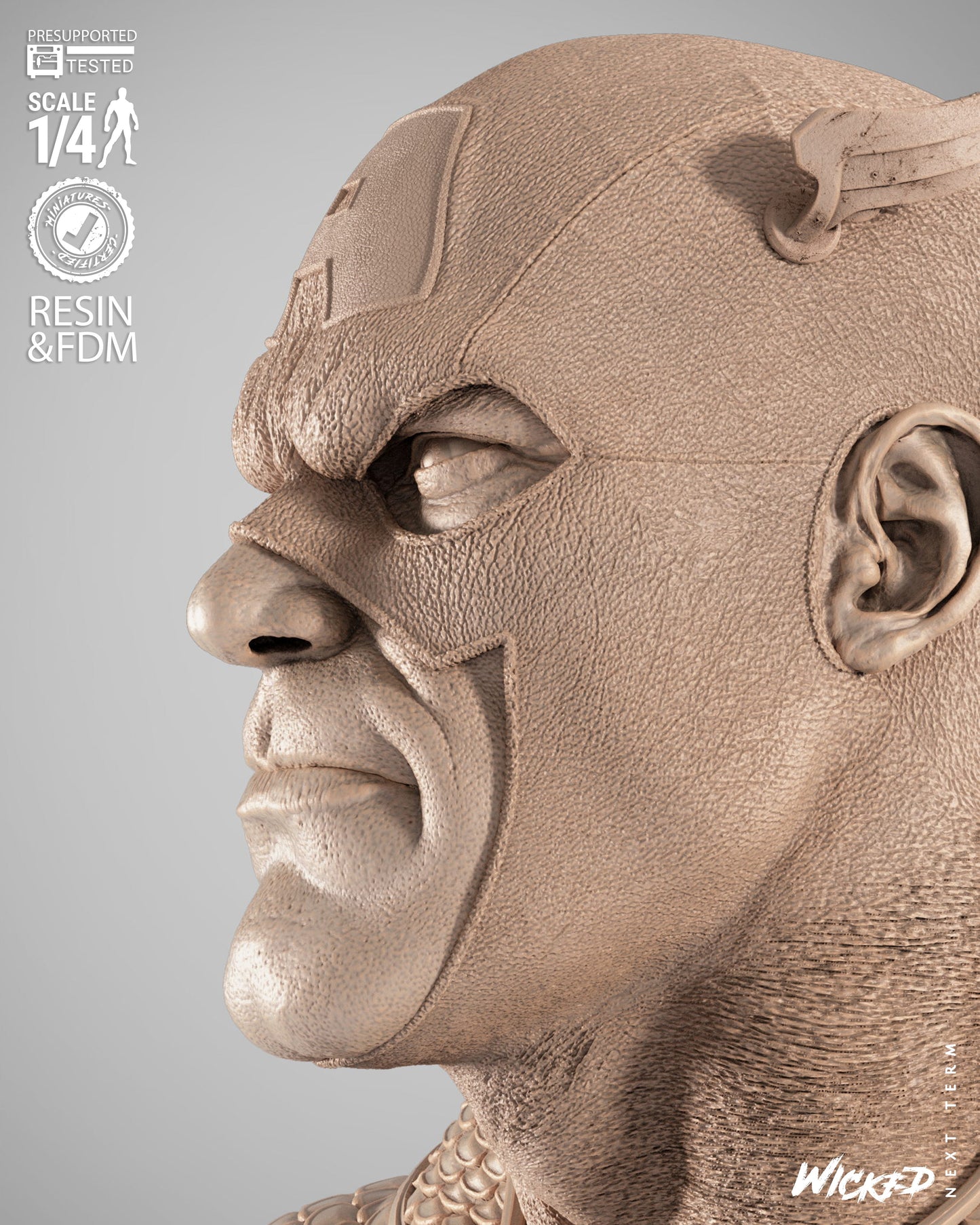 Captain America - Bust - 3d Printed Model Kit