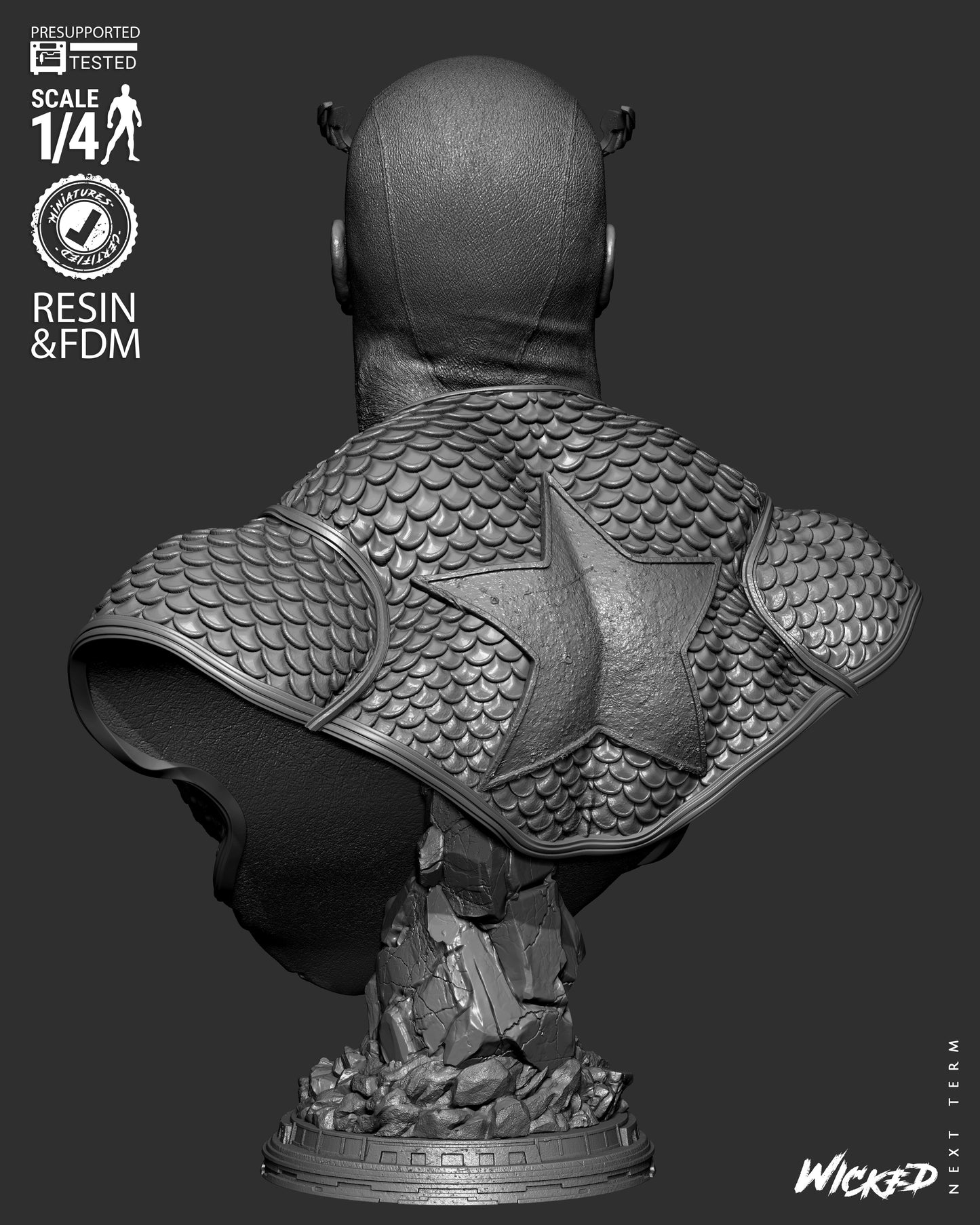 Captain America - Bust - 3d Printed Model Kit