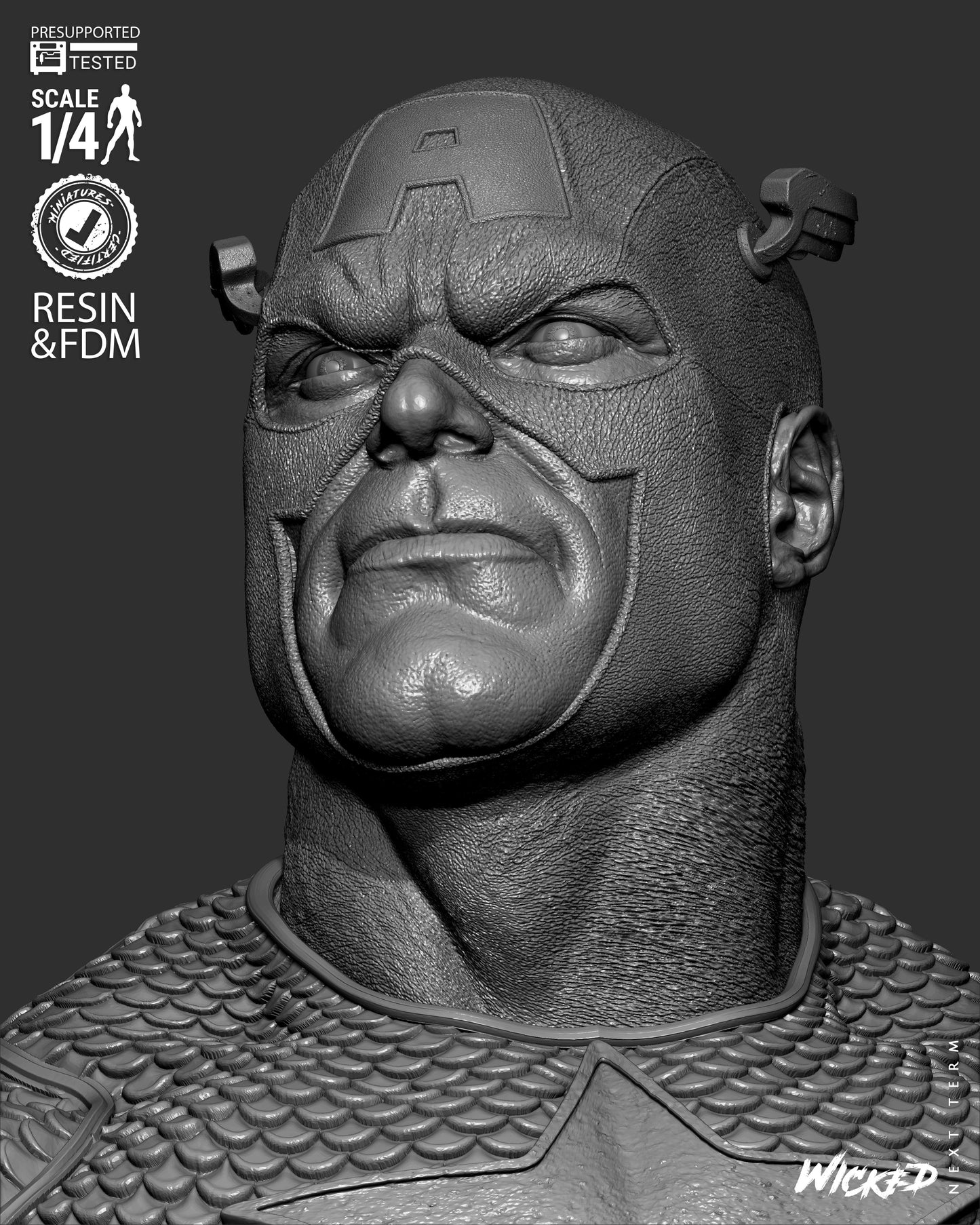 Captain America - Bust - 3d Printed Model Kit