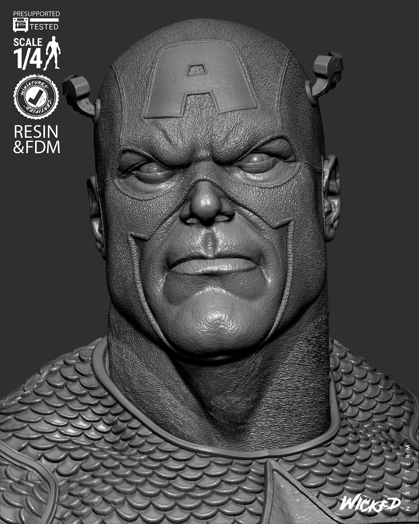 Captain America - Bust - 3d Printed Model Kit