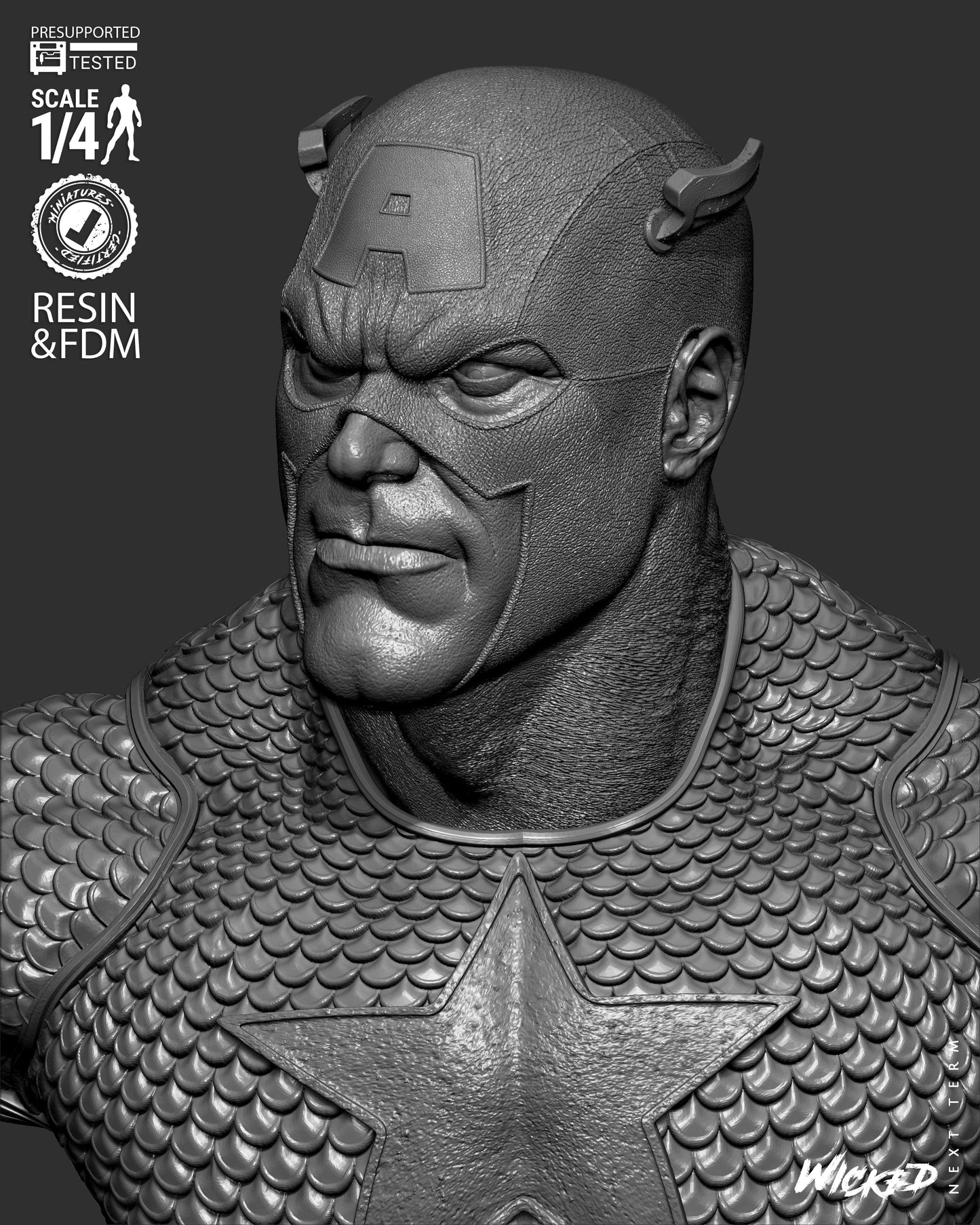 Captain America - Bust - 3d Printed Model Kit