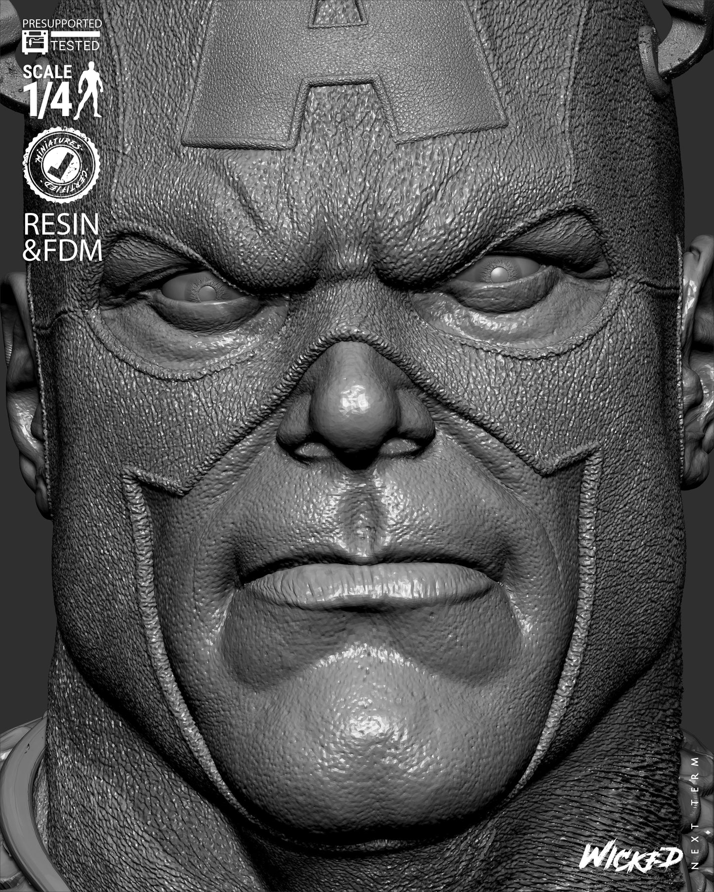 Captain America - Bust - 3d Printed Model Kit