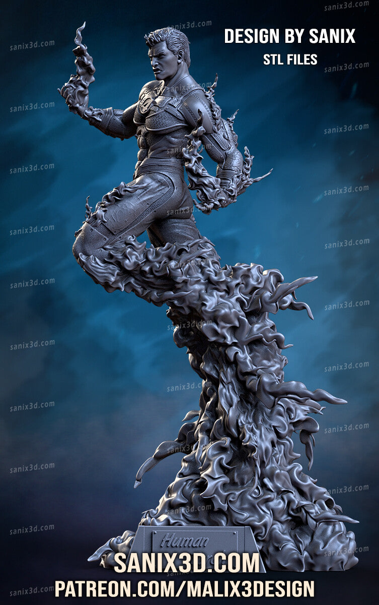 Human Torch (Fantastic 4) Statue - 3D Print - Fan Art - 10 scale