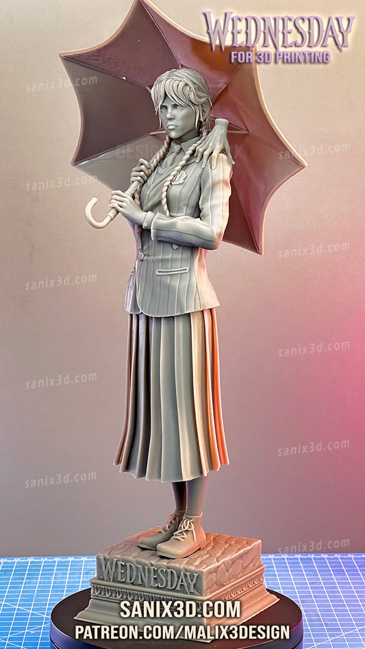 Wednesday Addams 3D Print model - Fan Art, 10 or 6 scale