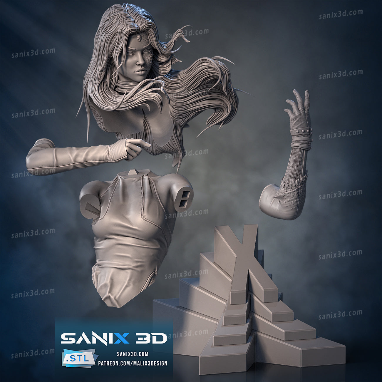 Mystique Bust (X-Men) - 3D Printed Fan Art - 10th scale (
