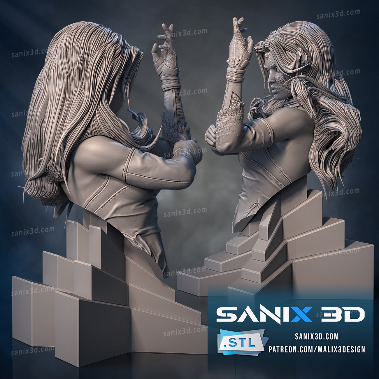 Mystique Bust (X-Men) - 3D Printed Fan Art - 10th scale (