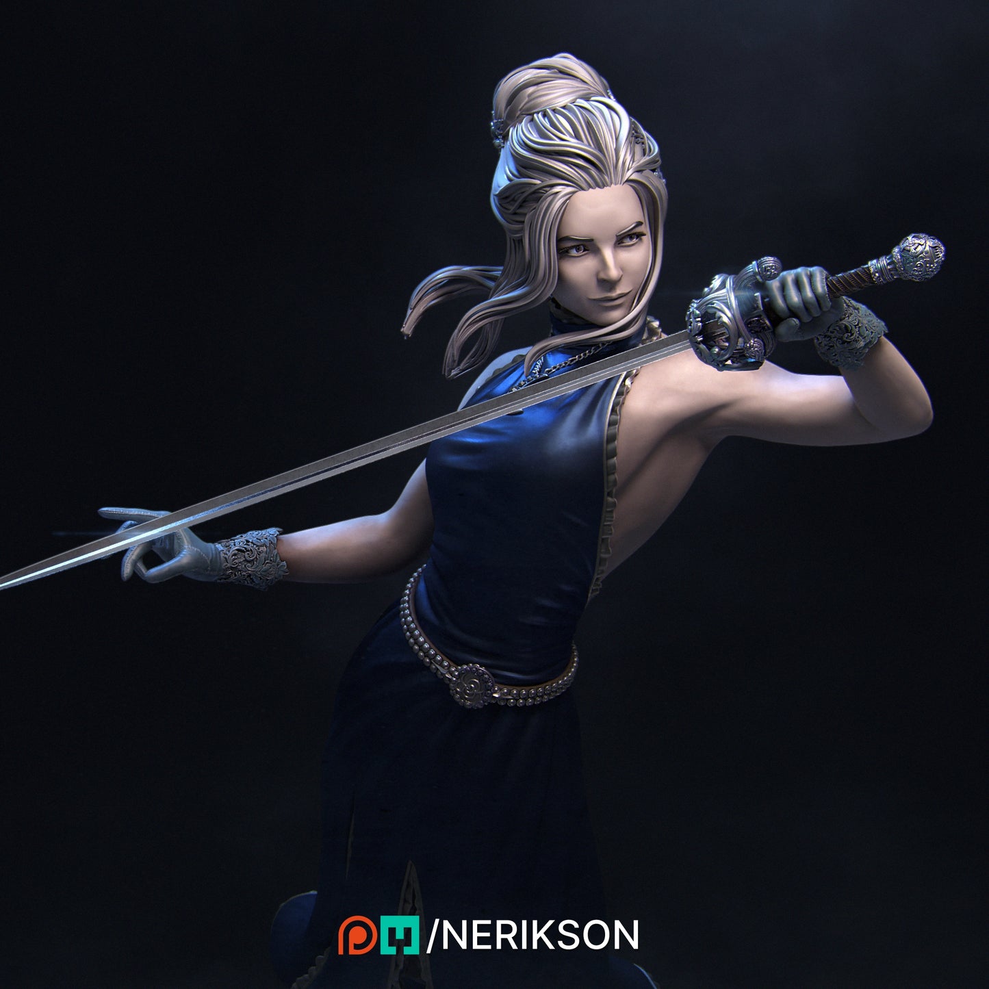 Luna The Midnight Fencer 3D Printed Statue Model Kit