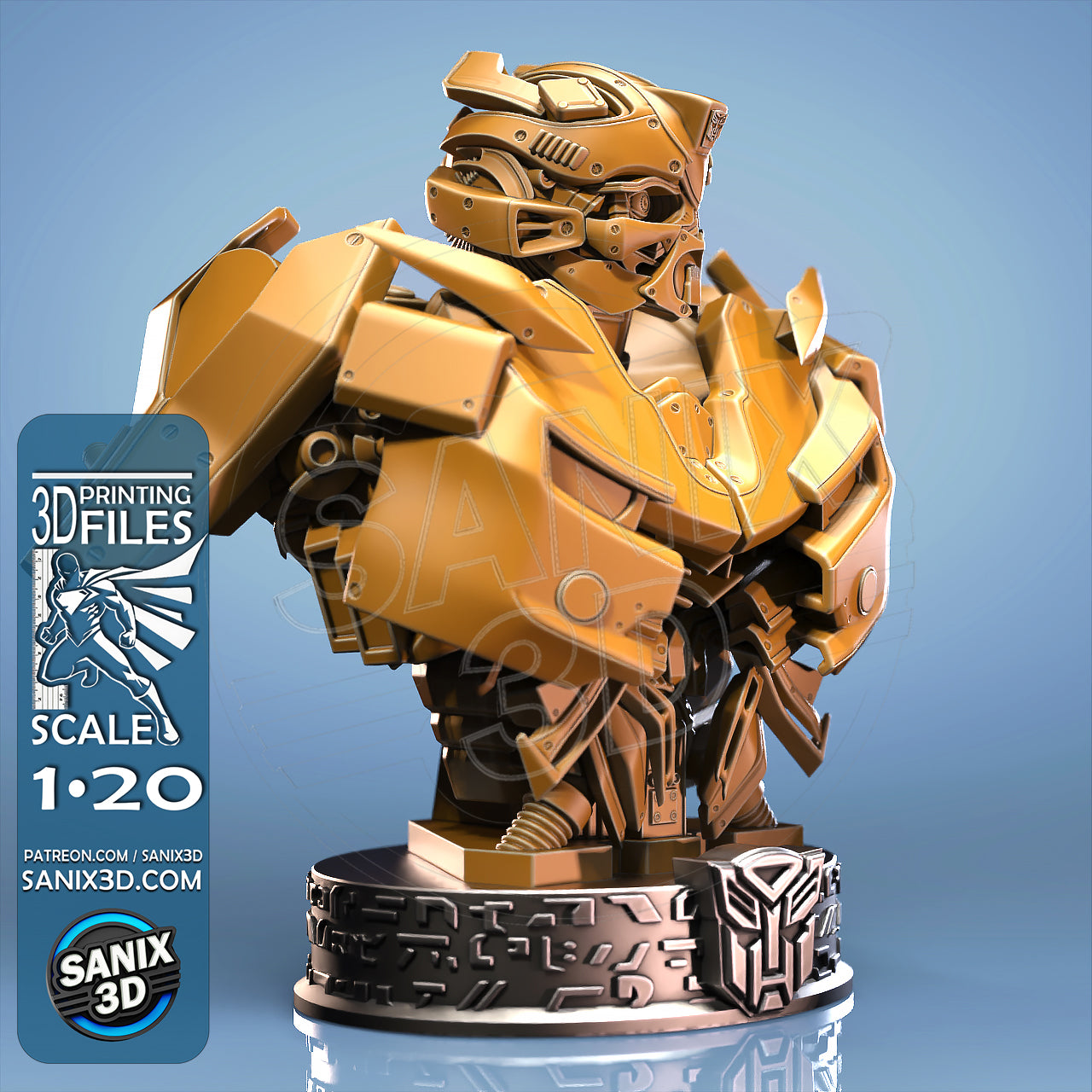 Bumblee Bee Transformers 3D Printed Bust Kit 1:20 - Unpainted and Unassembled