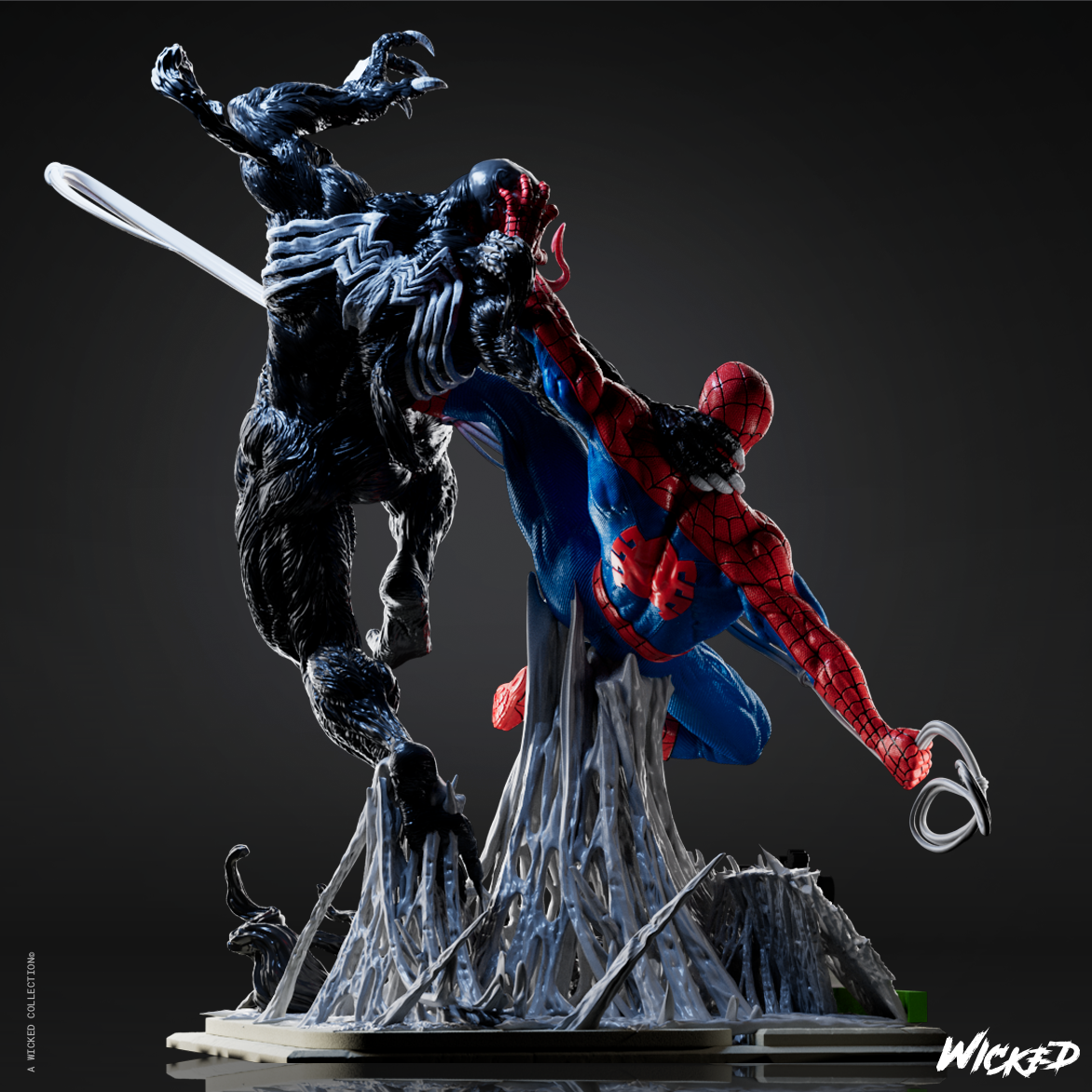 Spiderman vs Venom (Diorama) - Fan Art - 3D Print Kit (Wick3d)
