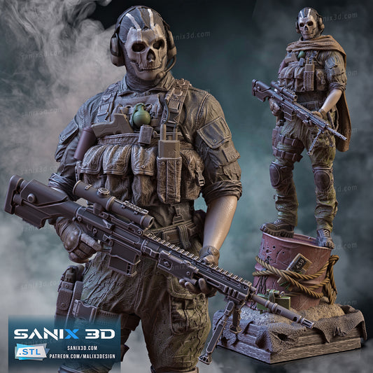 Ghost (Call of Duty) - 3D Resin Printed - 10th scale (258mm) - Fan Art