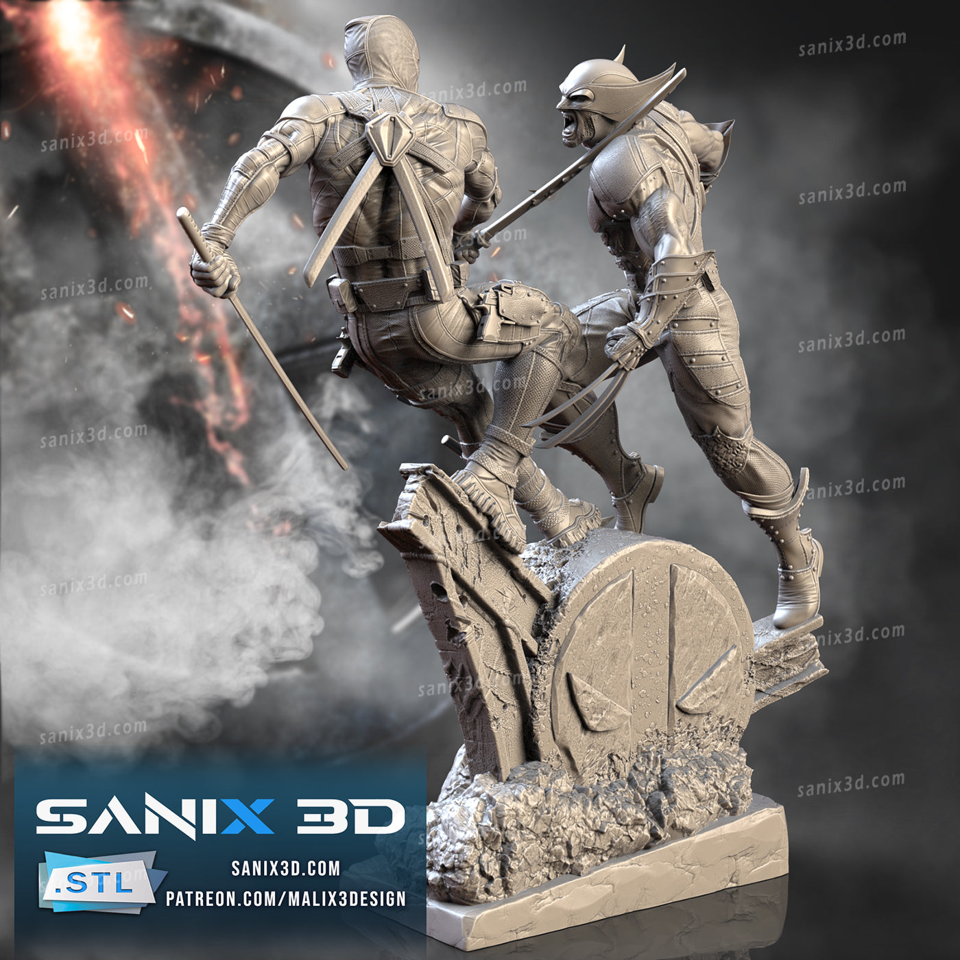 Deadpool vs Wolverine (3D Printed) Fan Art - 10 Scale (262mm)