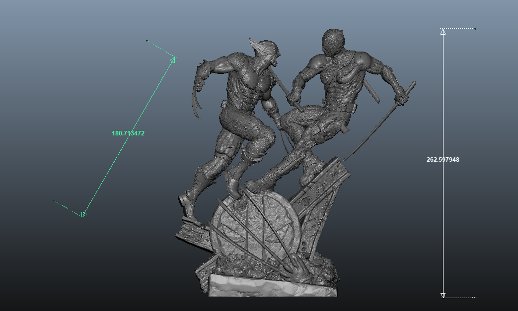 Deadpool vs Wolverine (3D Printed) Fan Art - 10 Scale (262mm)