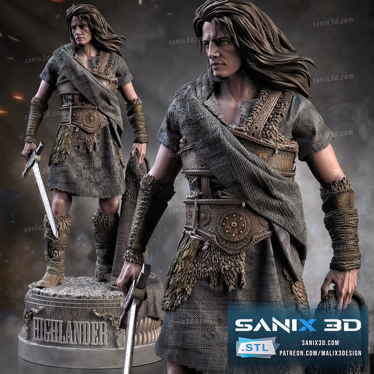 Highlander 3D Printed Model Statue - 6th, 8th, 10th and 16th Scale