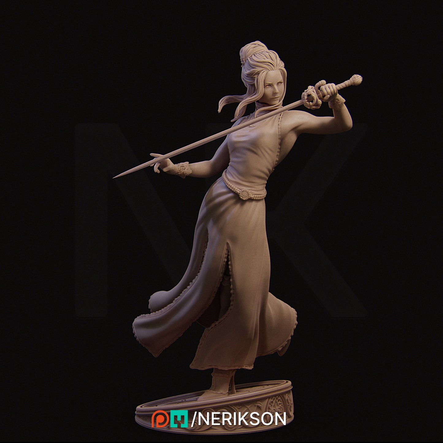 Luna The Midnight Fencer 3D Printed Statue Model Kit