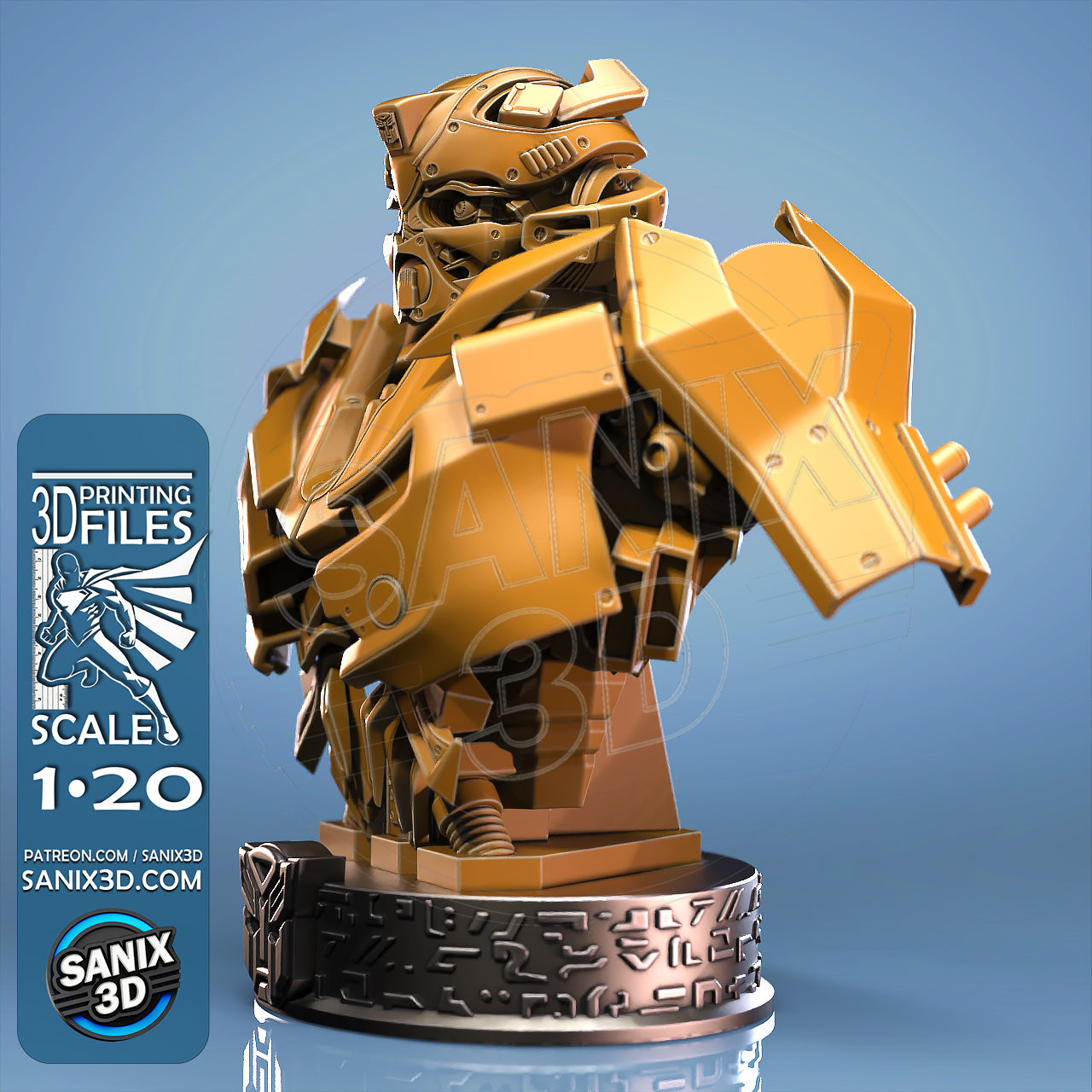 Bumblee Bee Transformers 3D Printed Bust Kit 1:20 - Unpainted and Unassembled