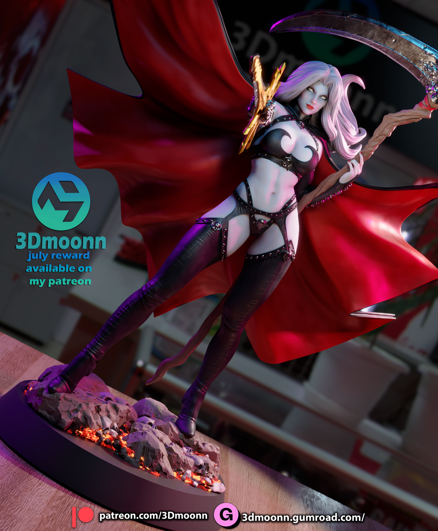 Lady Death 3D Printed Model - Unpainted and Unassembled