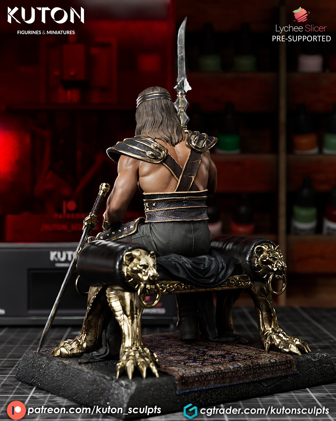 Conan the Destroyer 3D Printed Model - Unpainted and Unassembled