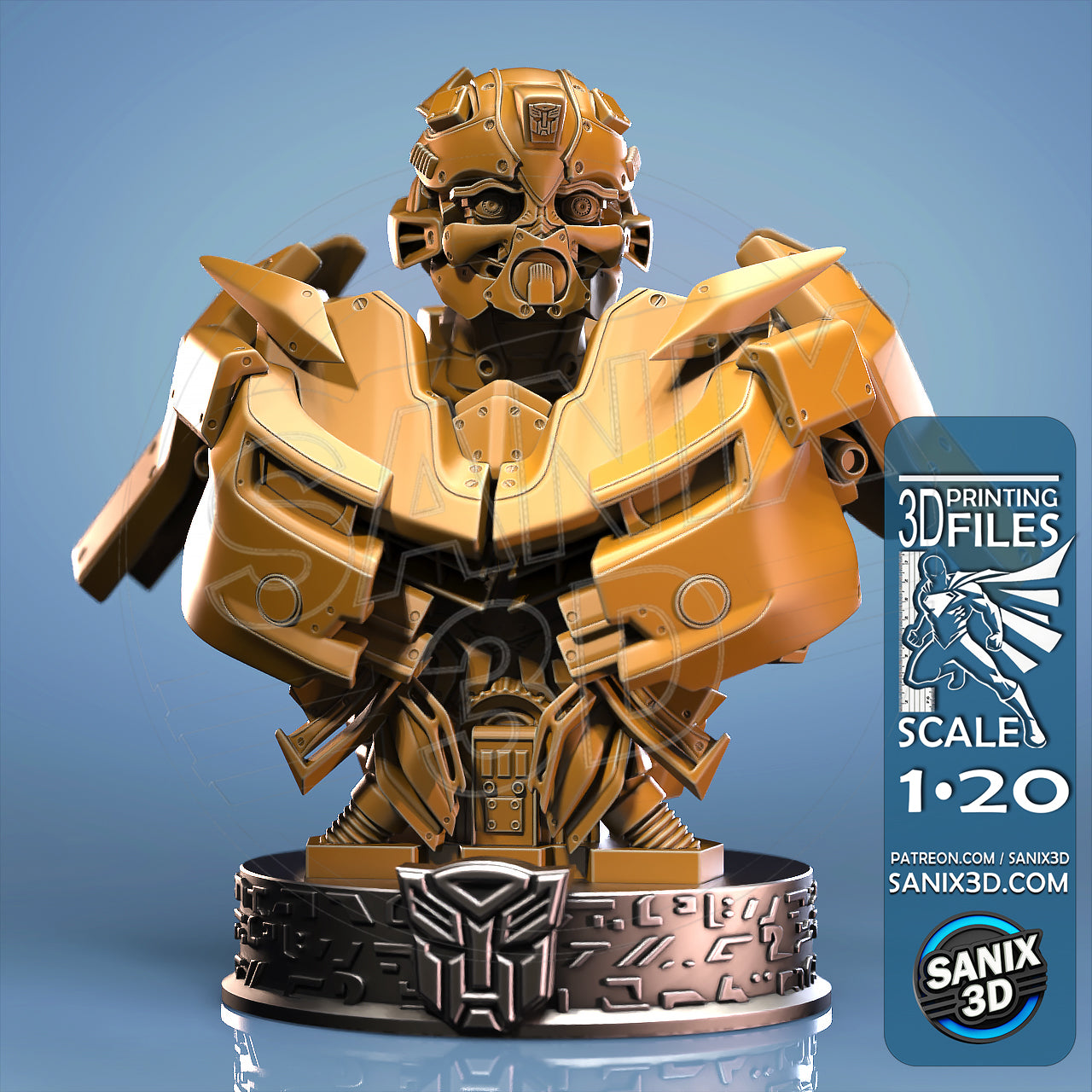 Bumblee Bee Transformers 3D Printed Bust Kit 1:20 - Unpainted and Unassembled