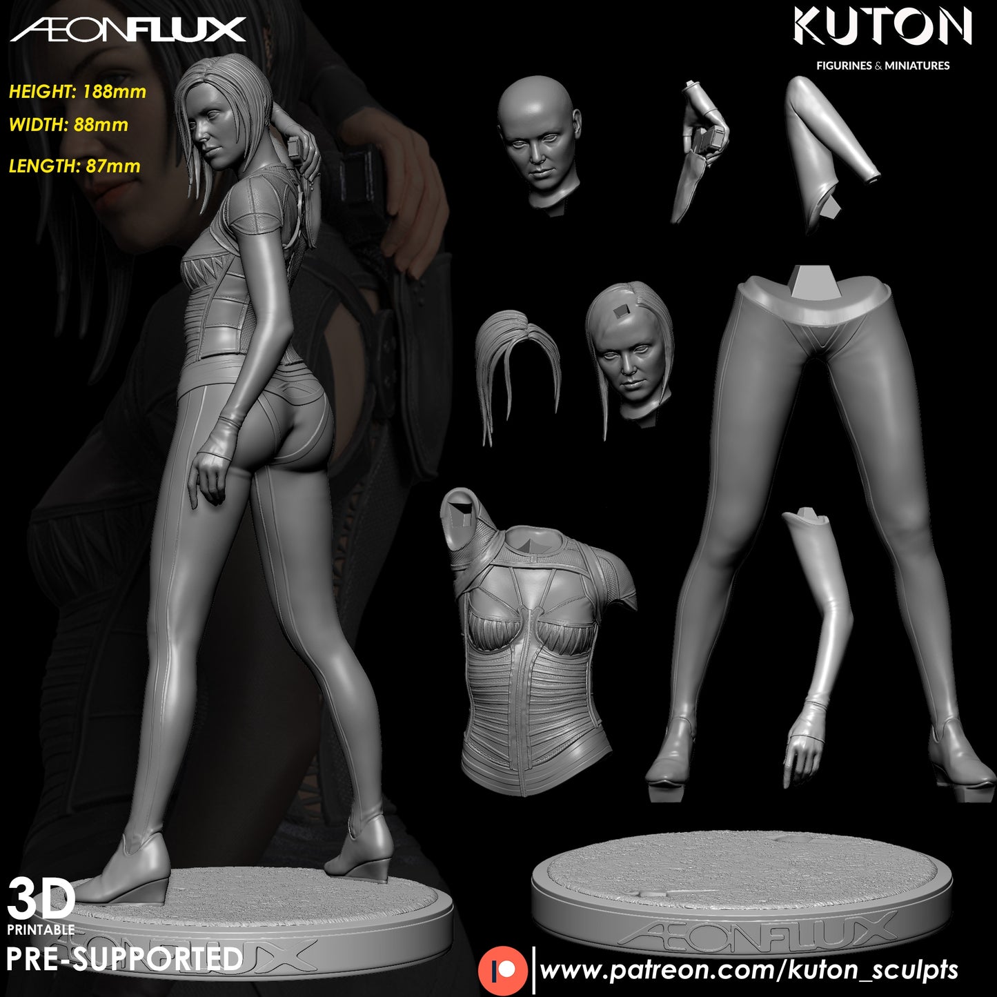 Aeon Flux - 3D Printed model kit - 10th scale