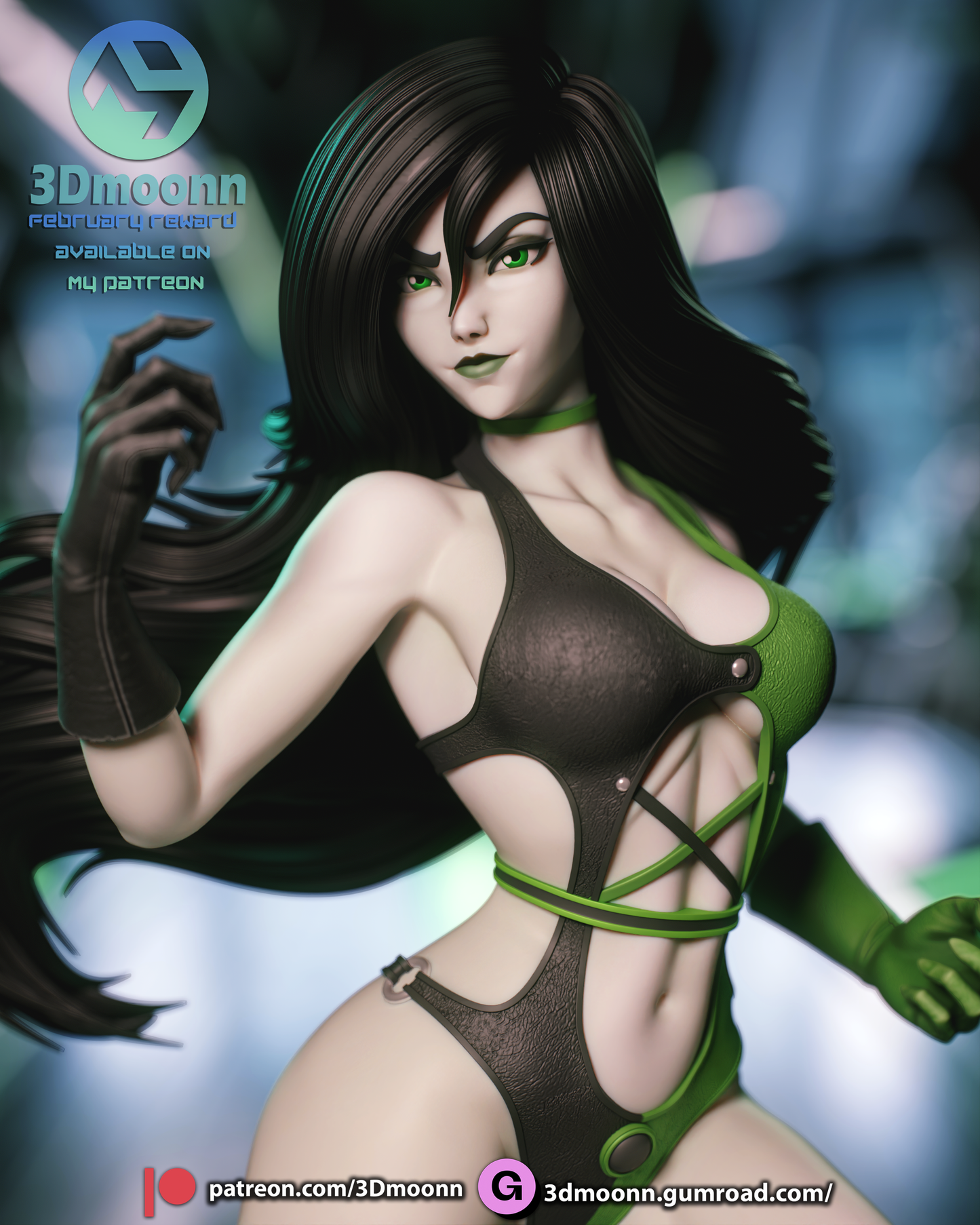 Shego (Kim Possible) - 3d Printed 1:6 model kit (Fan Art) V2