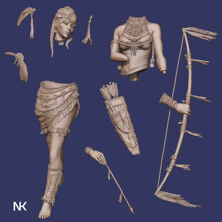 Tribal Warrior Woman 3D Print - Unpainted and Unassembled