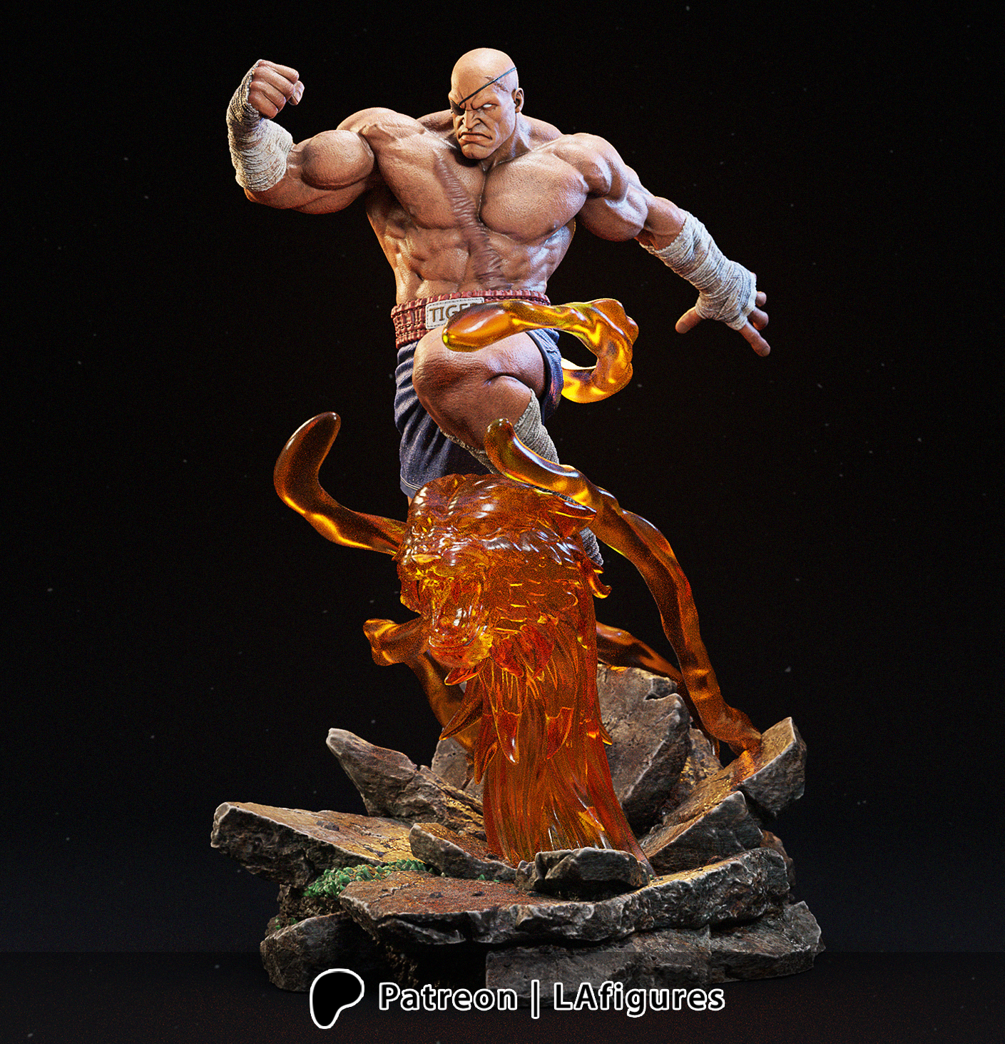 Sagat (Street Fighter) Statue - Fan Art 10 scale 3D Print Kit