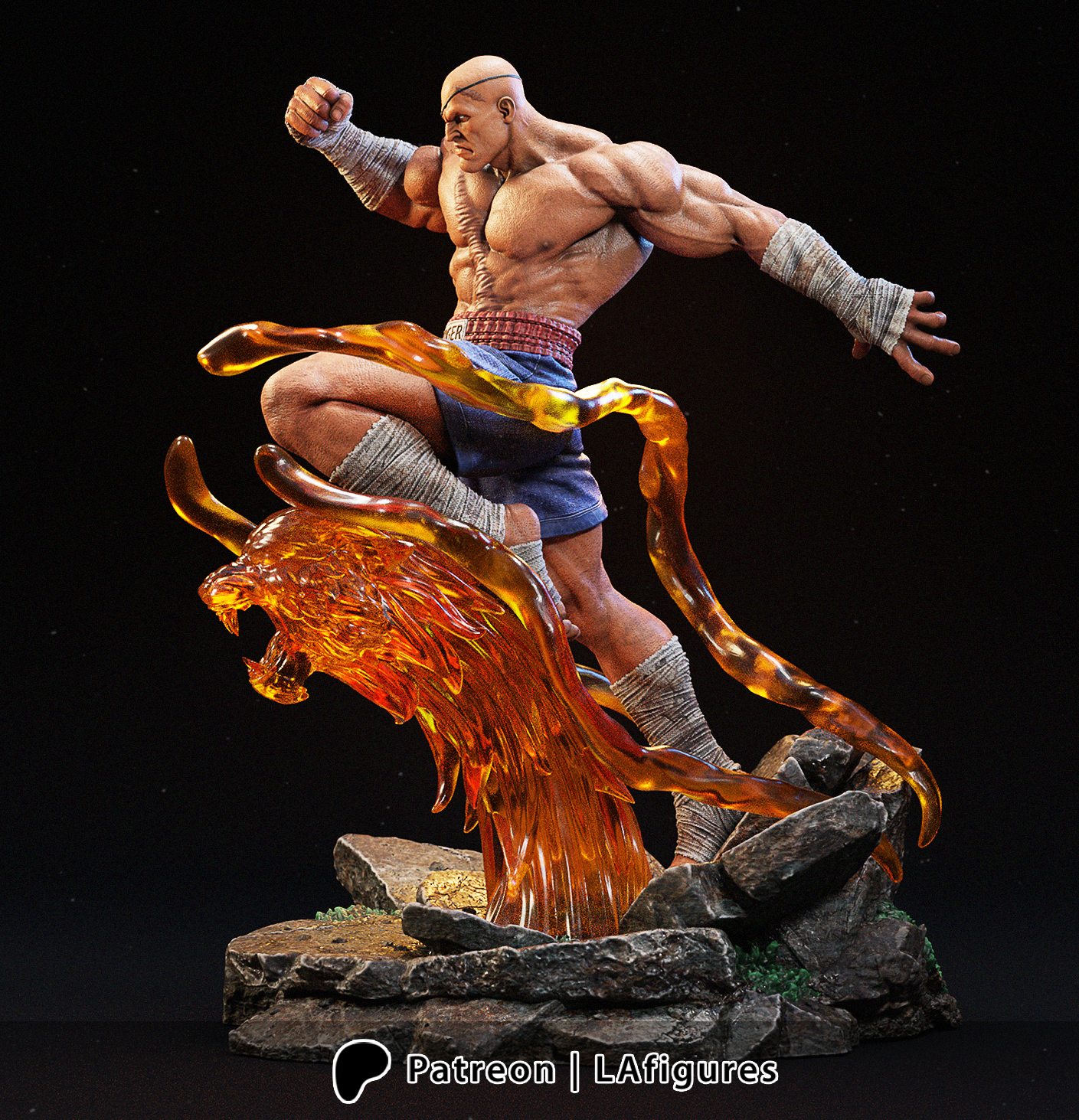 Sagat (Street Fighter) Statue - Fan Art 10 scale 3D Print Kit