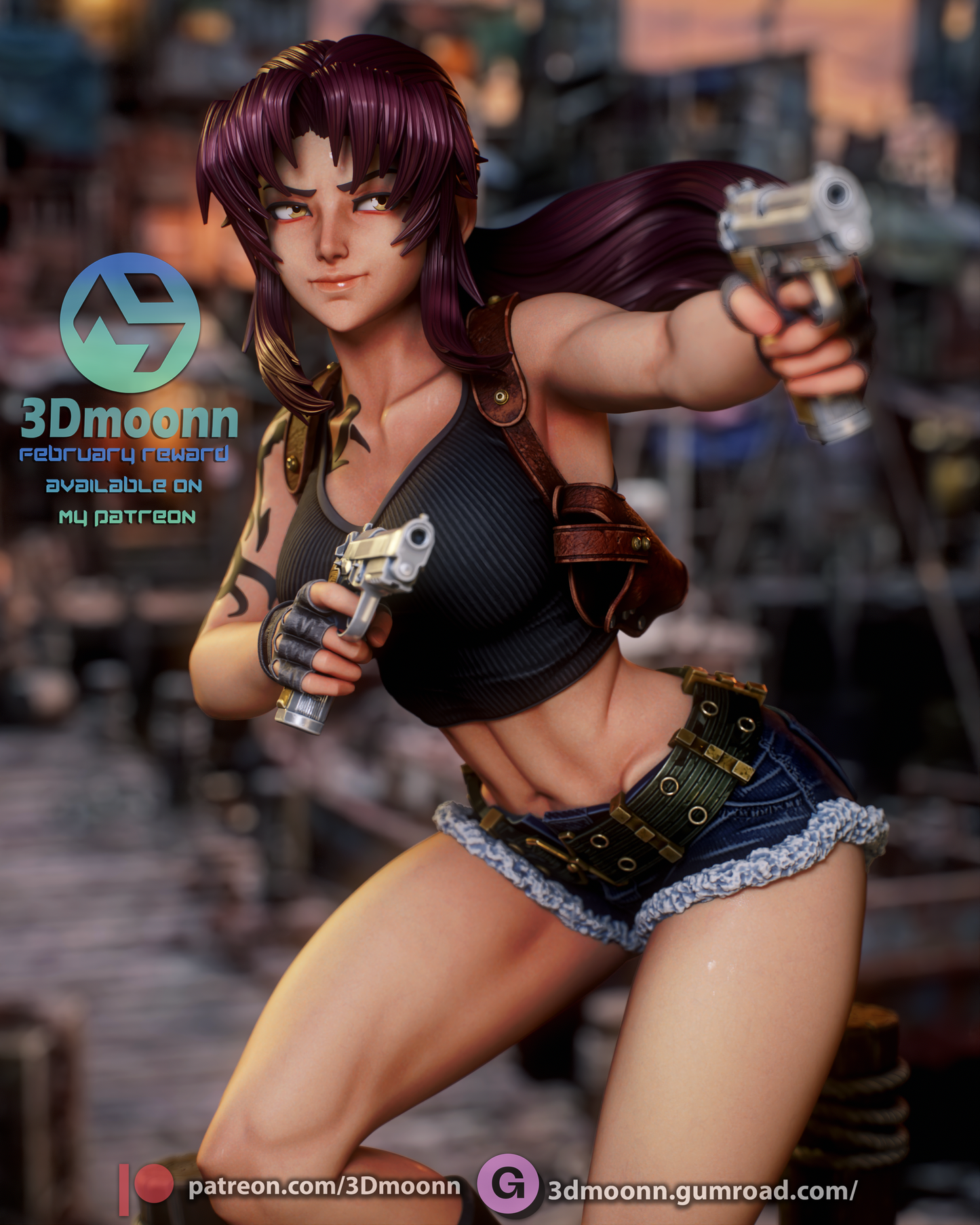 Revy (Black Lagoon) - 3d Printed 1:6 model kit (Fan Art)
