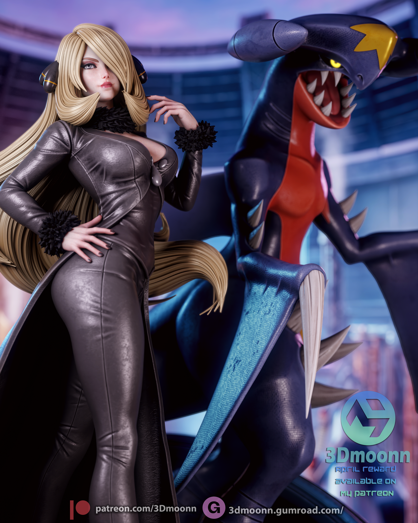 Cynthia and Garchomp (Pokémon) -3d Printed model kit (Fan Art)