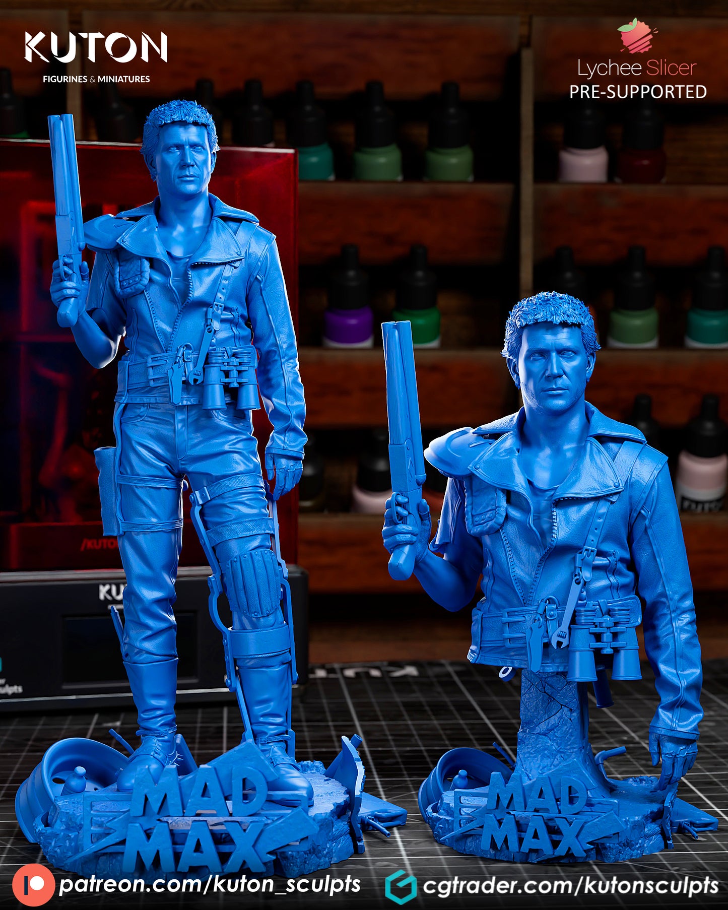 Mad Max Statue / Bust 3d Printed 10 scale