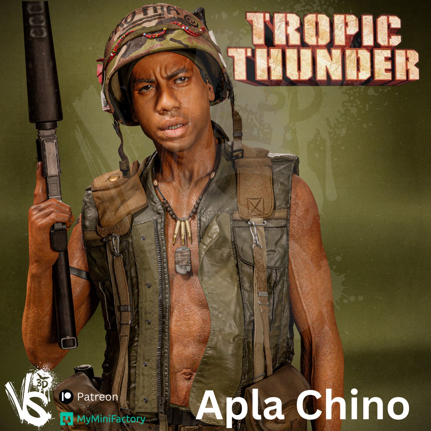Alpa Chino (Tropic Thunder) - Unpainted and Unassembled 3D Print Kit