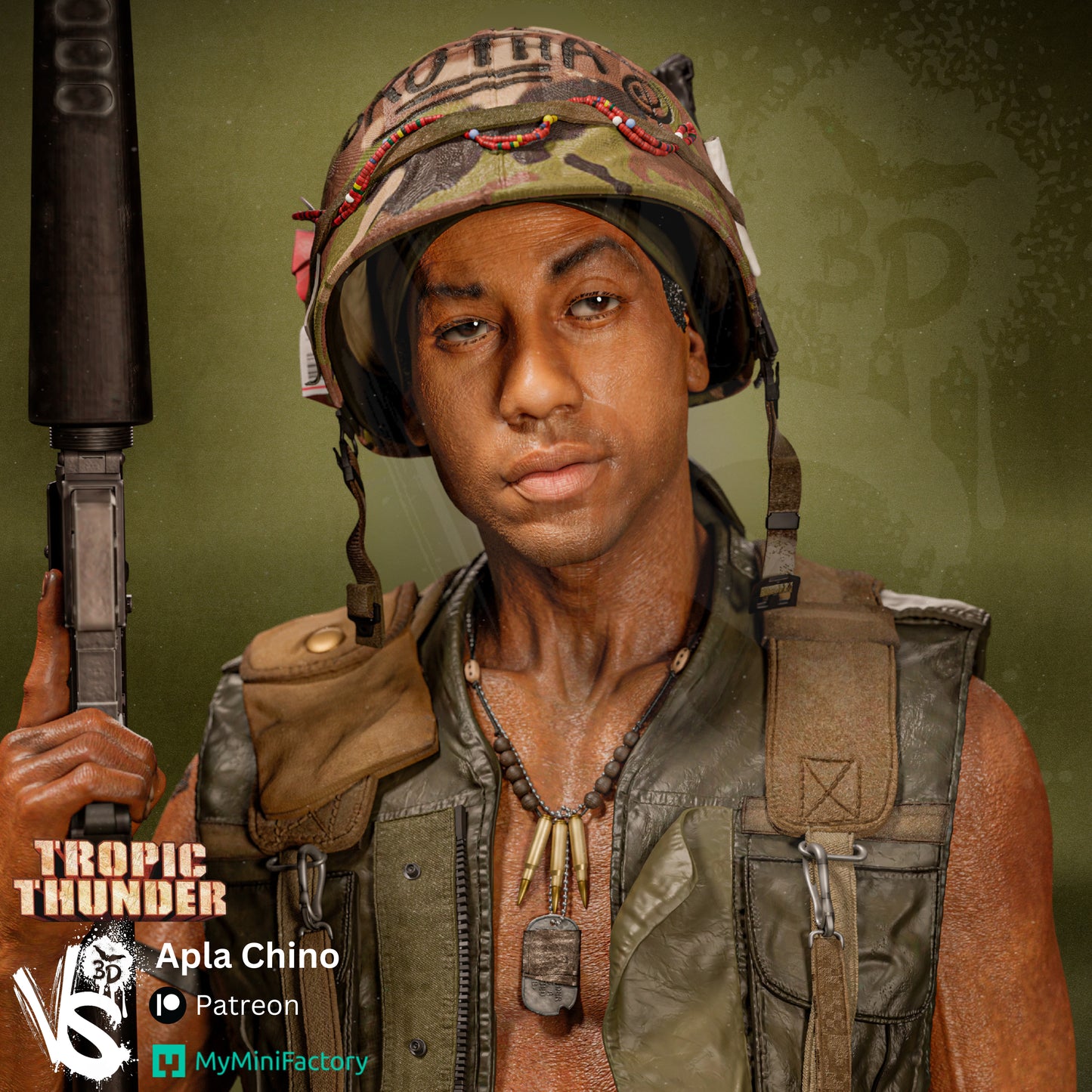 Alpa Chino (Tropic Thunder) - Unpainted and Unassembled 3D Print Kit
