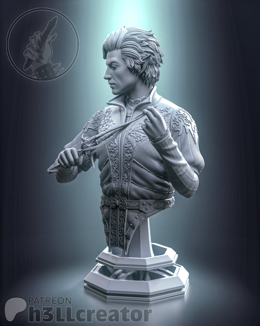READY TO POST - Astarion - (Balders Gate) 3D Printed Bust 12 Scale