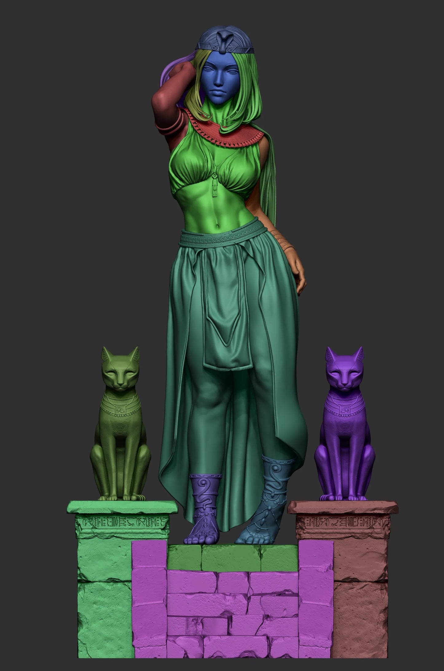 Cleopatra Statue - 3D Printed Model - Unpainted and Unassembled