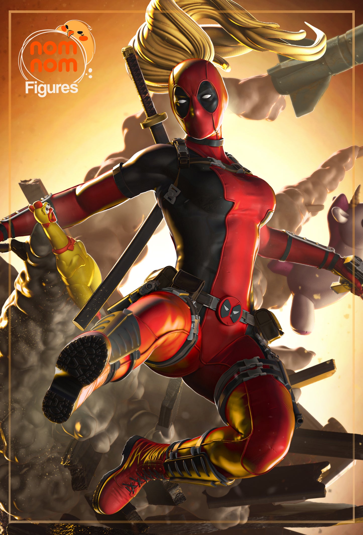 Lady Deadpool - 3D Print - Model Kit - (Nom Nom)