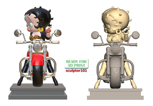 Betty Boop on Motorbike - Unpainted and Unassembled 3D Print Kit