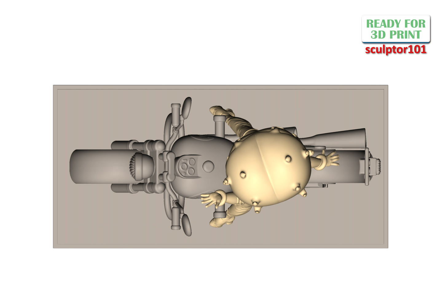 Betty Boop on Motorbike - Unpainted and Unassembled 3D Print Kit