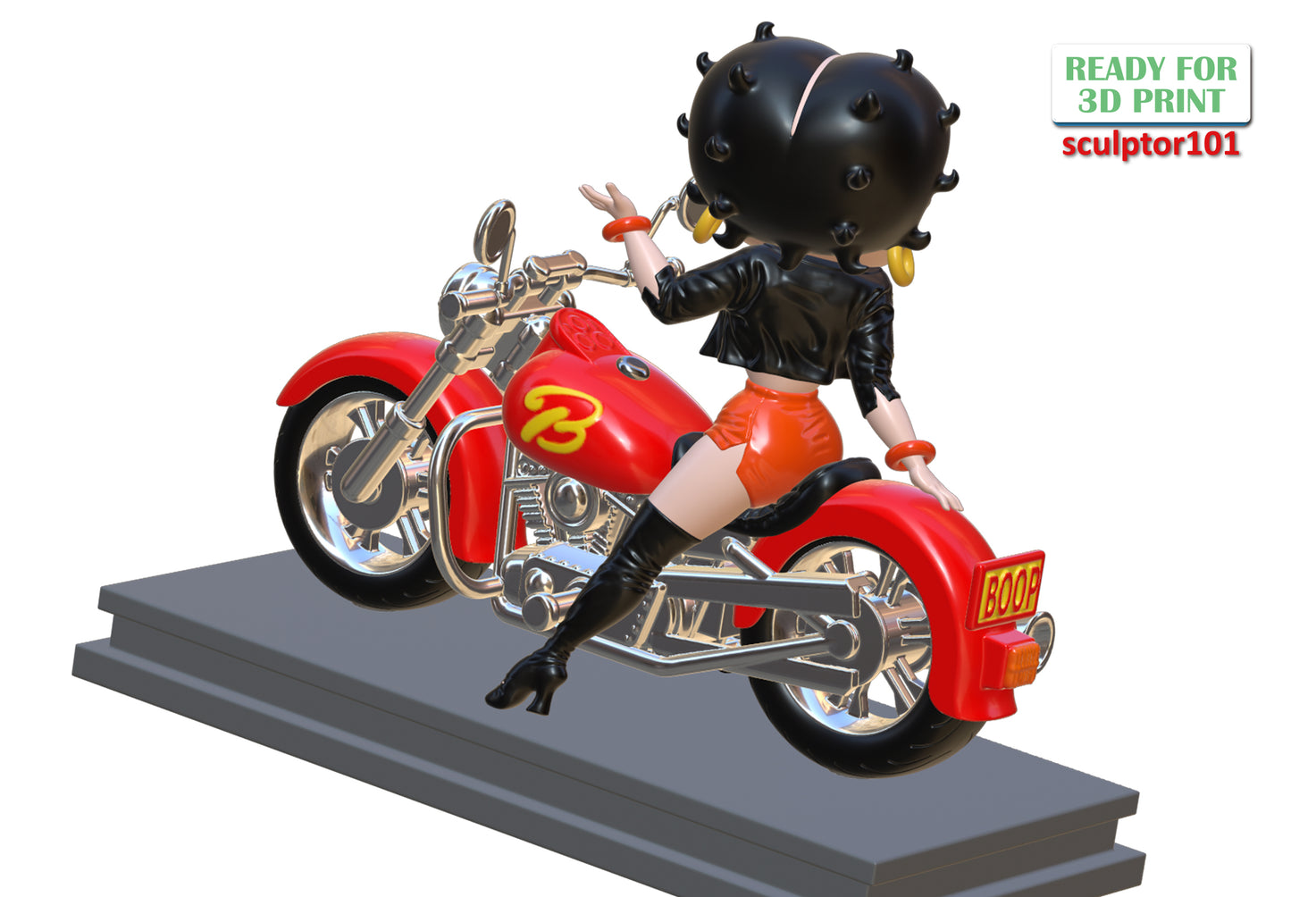 Betty Boop on Motorbike - Unpainted and Unassembled 3D Print Kit