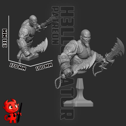 Kratos God Of War - 3D Printed Model Statue and Bust - 10 Scale