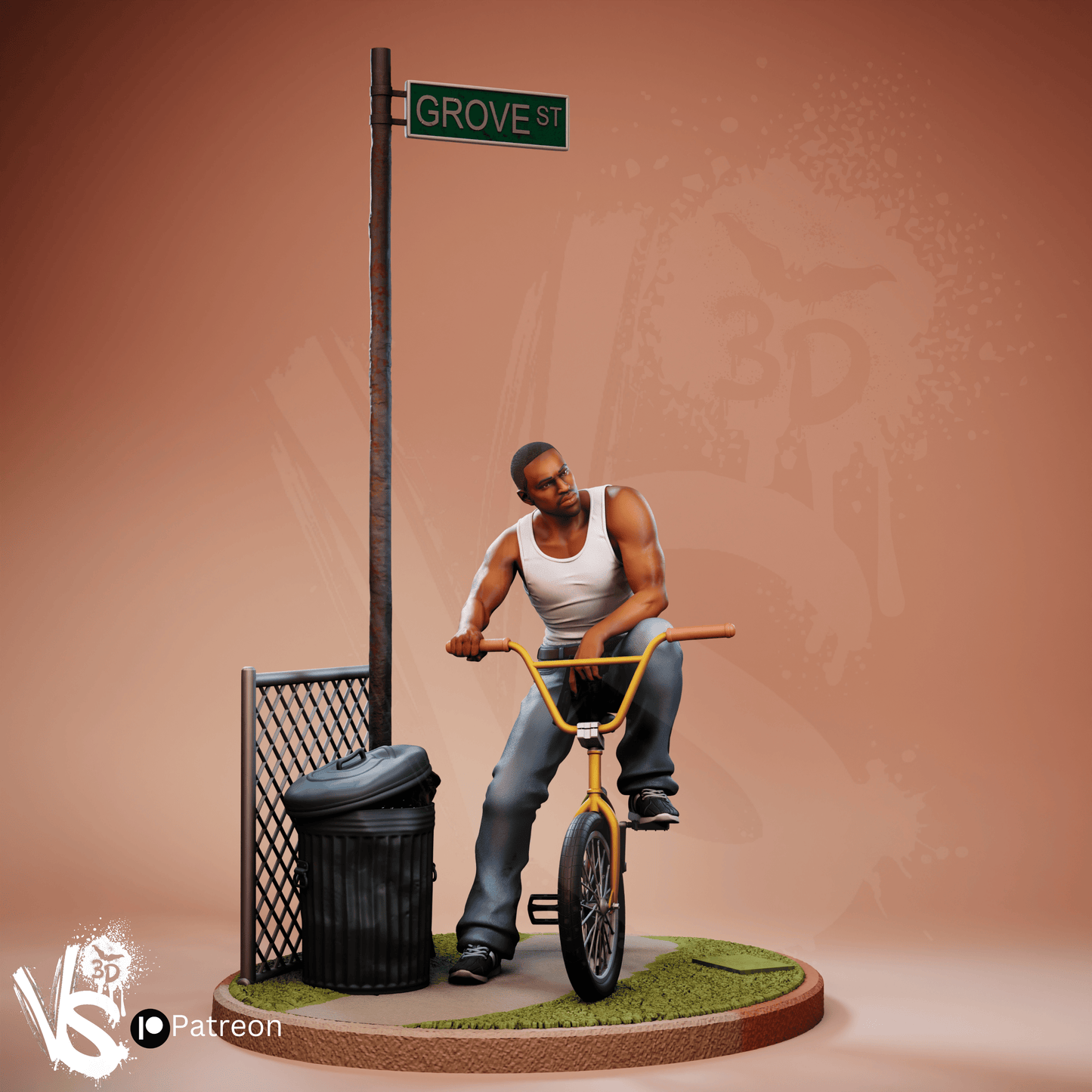 CJ (GTA San Andreas) - 3D Print Model Kit - Fan Art