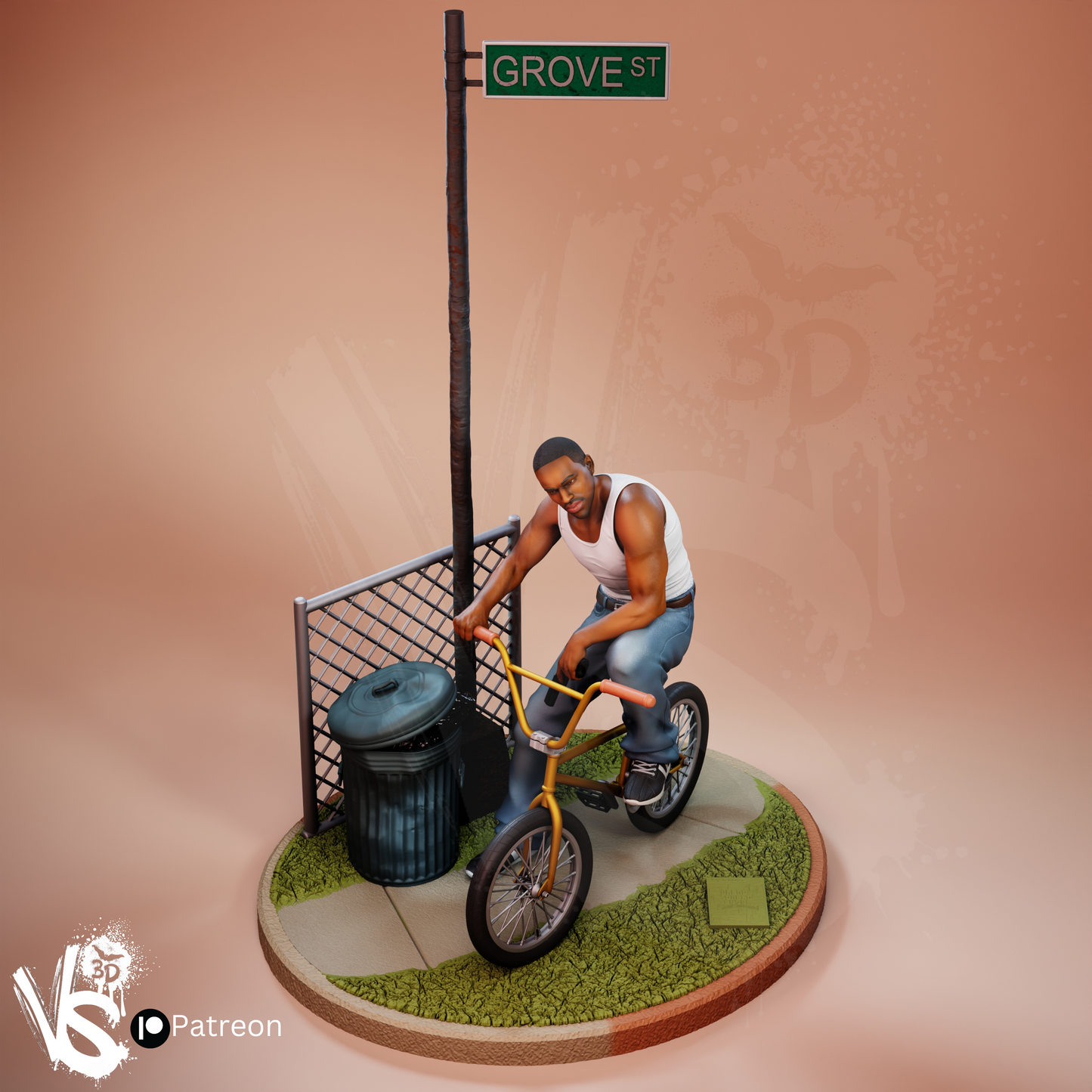 CJ (GTA San Andreas) - 3D Print Model Kit - Fan Art