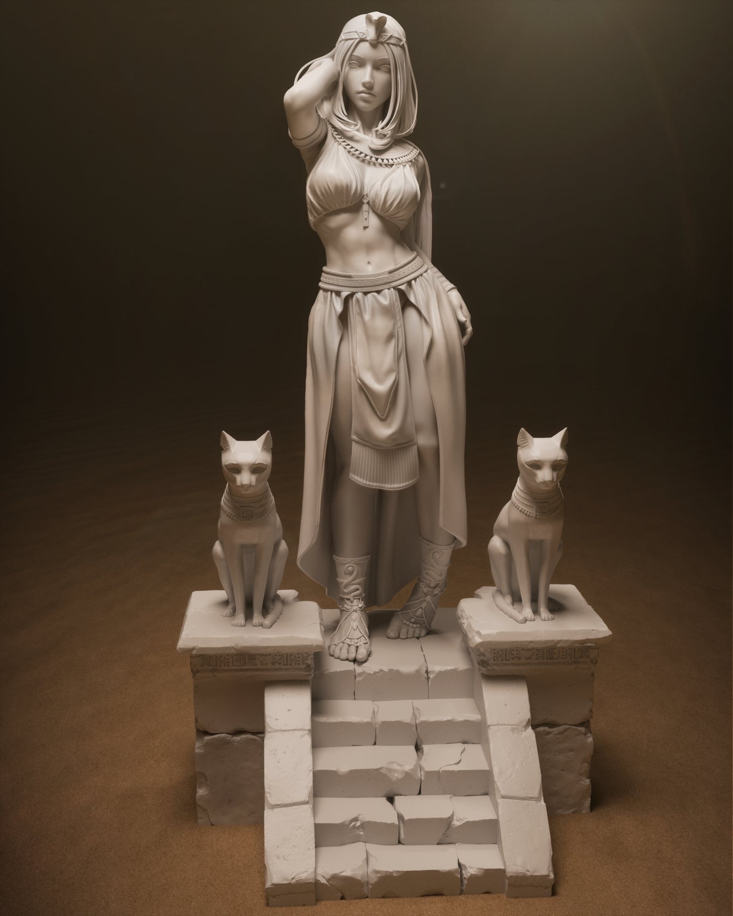 Cleopatra Statue - 3D Printed Model - Unpainted and Unassembled