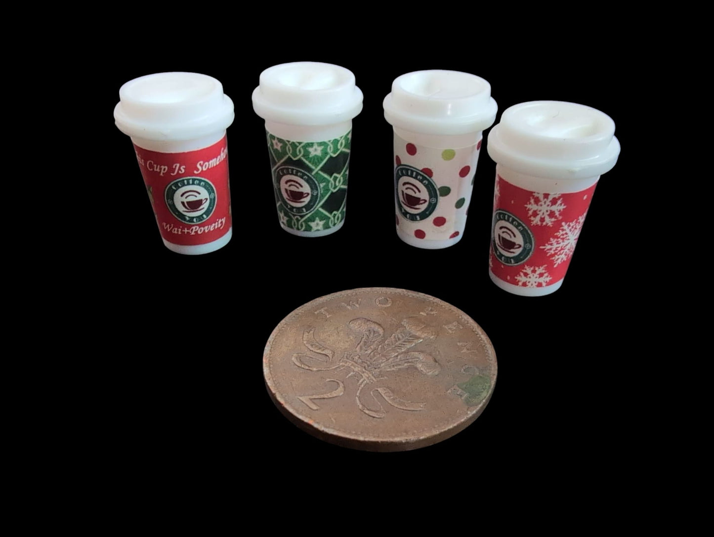Hot Chocolate / Coffee Cups - Christmas Dollhouse Accessories Mini