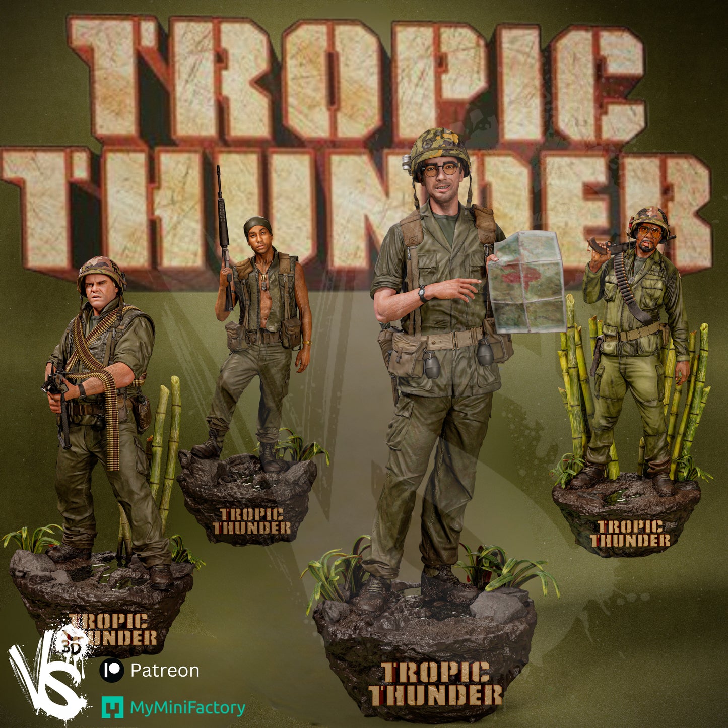 Kevin Sandusky (Tropic Thunder) - Unpainted and Unassembled 3D Print Kit