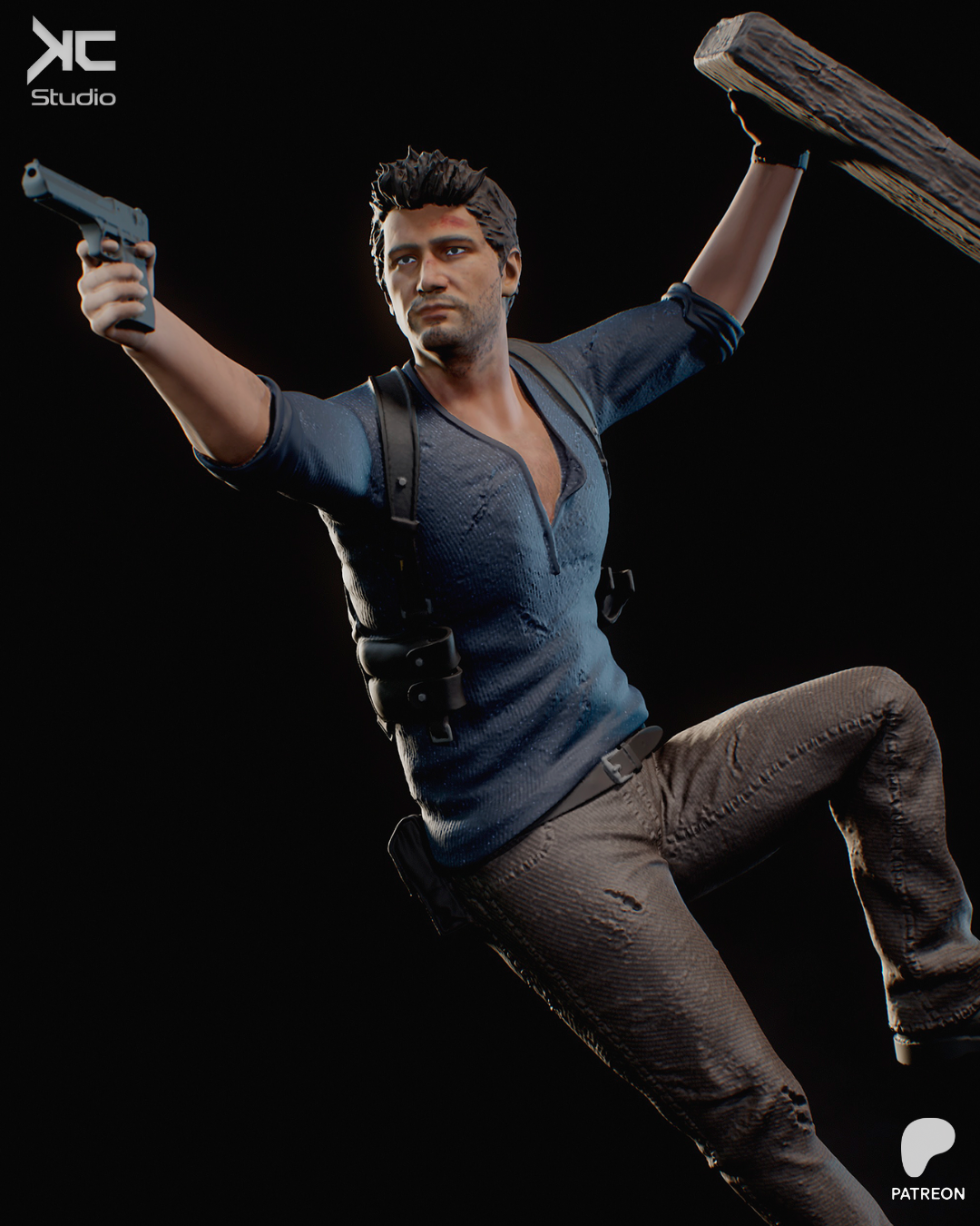 Nathan Drake (Unchartered) - 3D Print Model Kit - 1:10 Scale - Fan Art