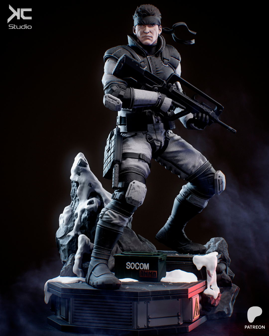 Solid Snake (Metal Gear) - 3D Print Model Kit - 1:10 Scale - Fan Art