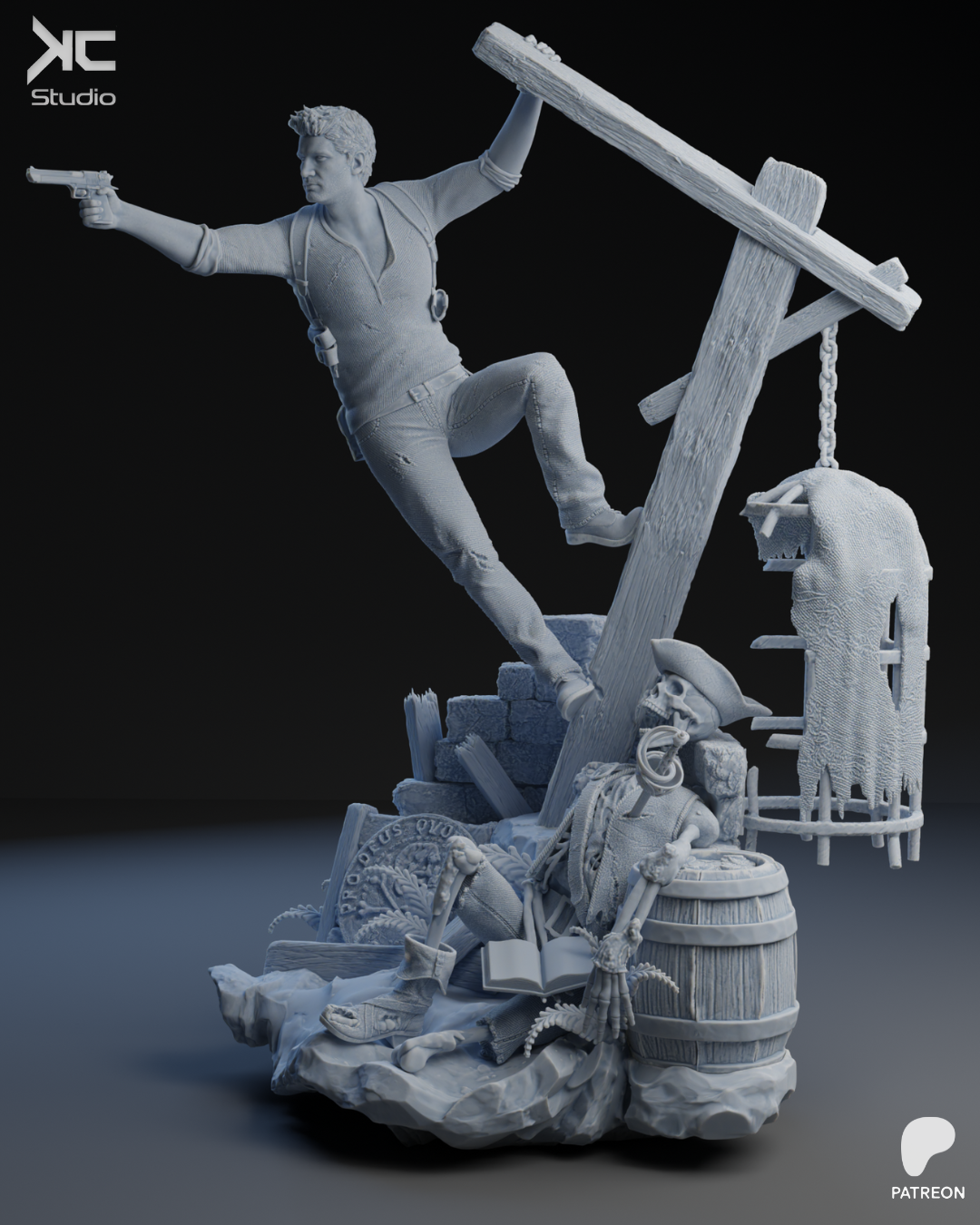 Nathan Drake (Unchartered) - 3D Print Model Kit - 1:10 Scale - Fan Art