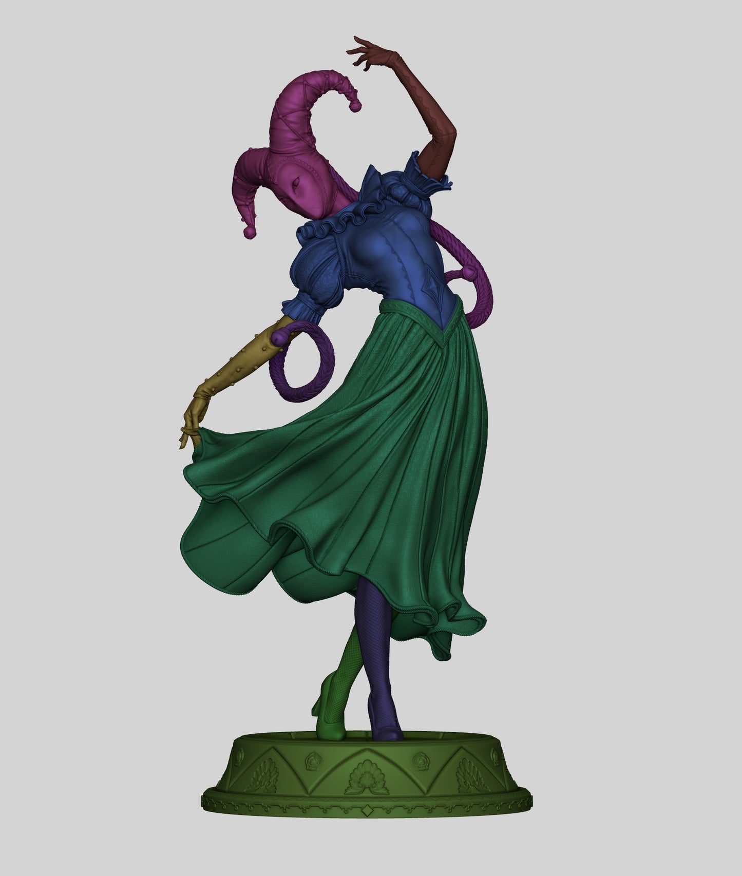 3D printed statue - Jester - Unpainted and Unassembled Model Kit